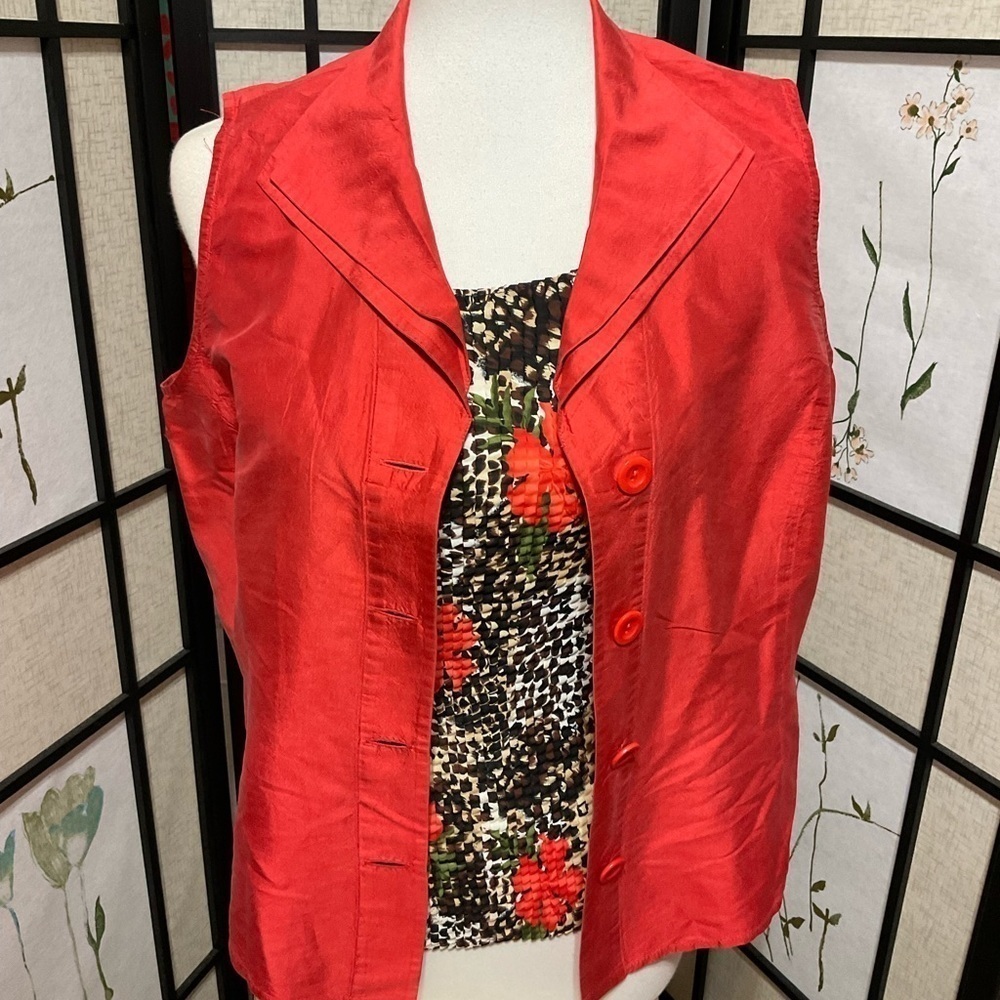 TALBOTS Petites 100% Silk 2 piece Sleeveless Shirt Set